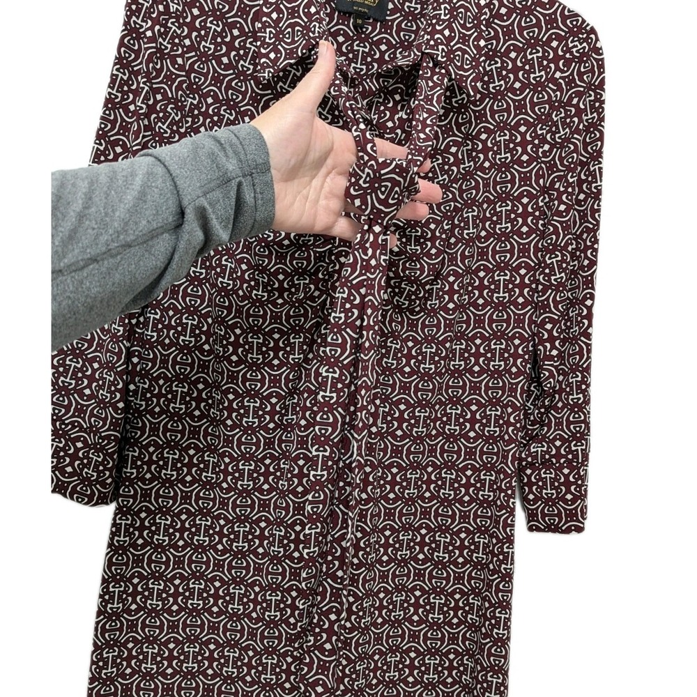 Laundry by Shelli Segal Pullover Jersey Dress Size 10 Maroon Black Geo Retro - Picture 5 of 12